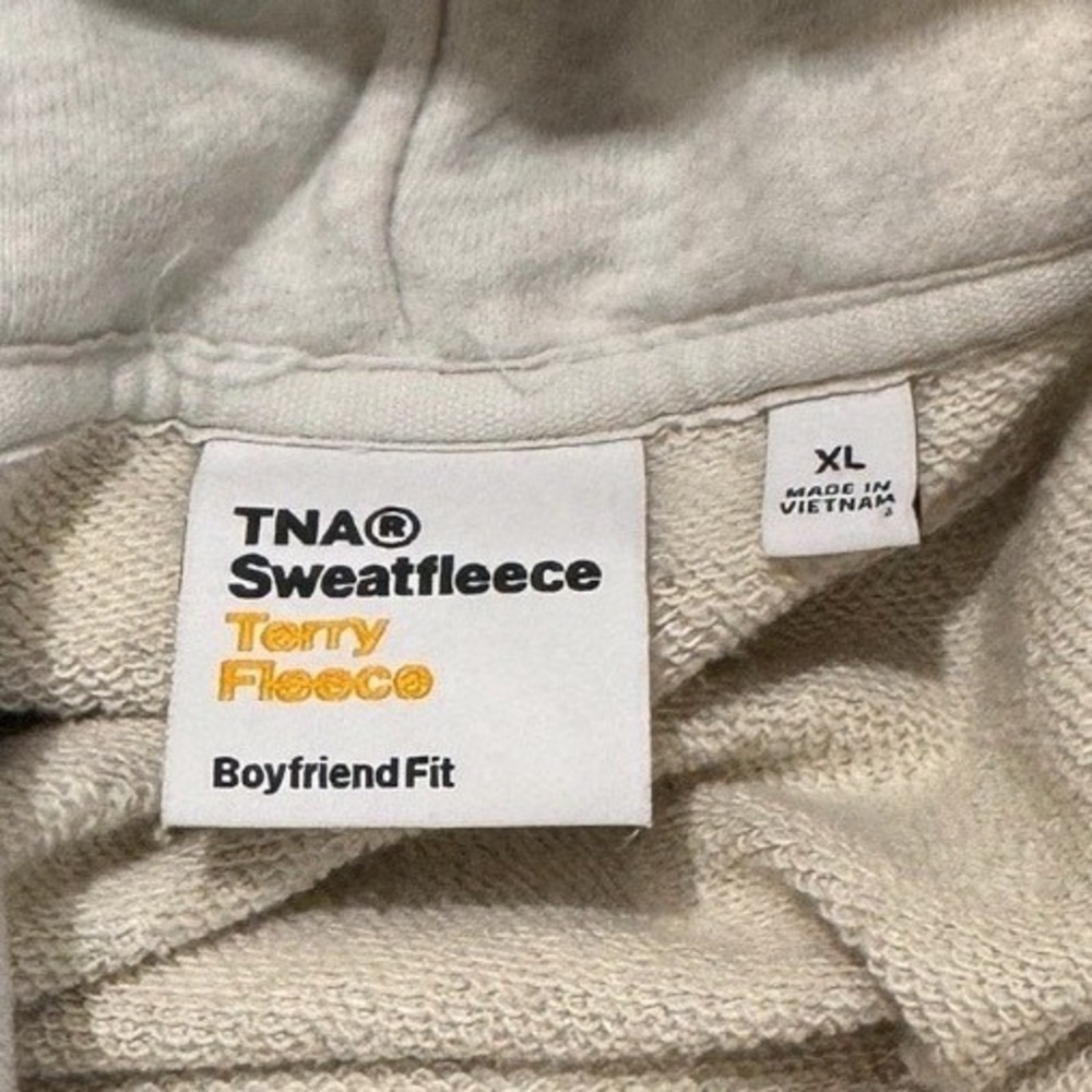 TNA Aritzia Gray Sweatfleece Terry Fleece Boyfriend Fit Hoodie Size XL - Picture 3 of 7